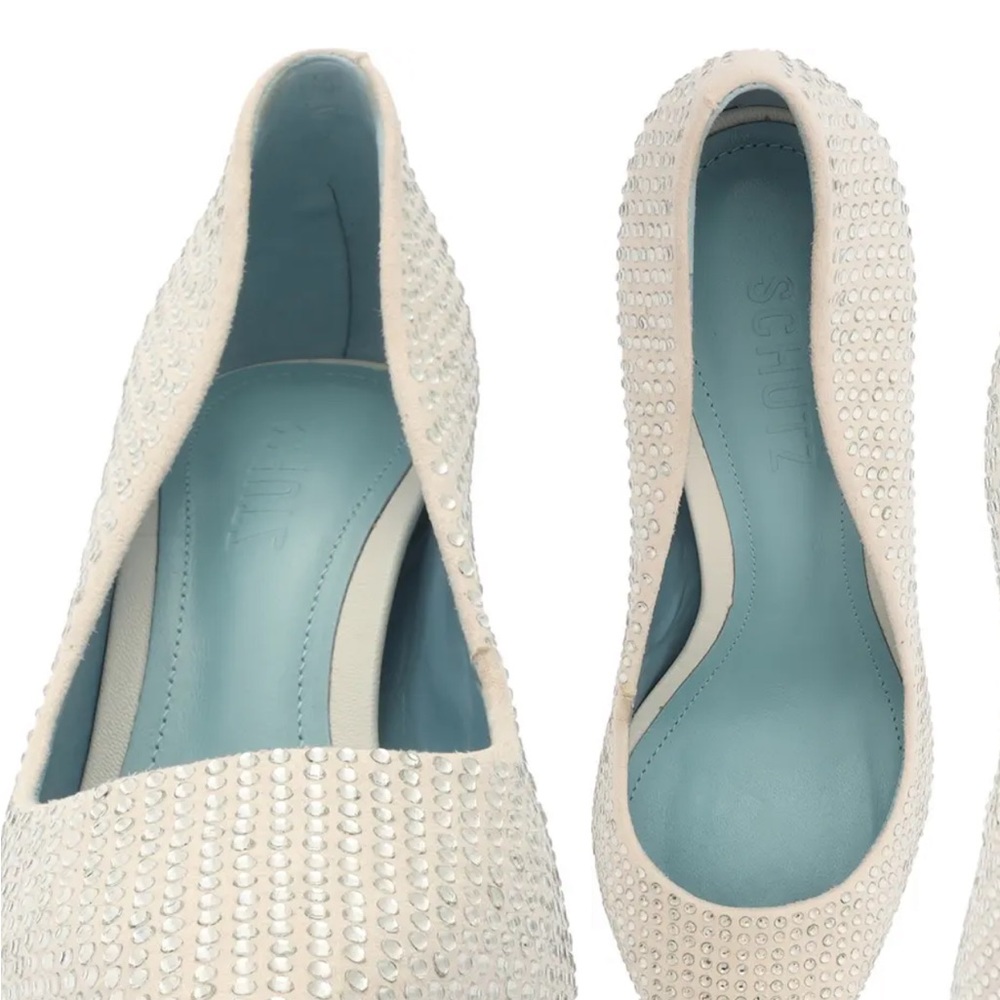 Schutz Lou Crystal pump in Satin Glam/White Bide Bridal Bachelorette